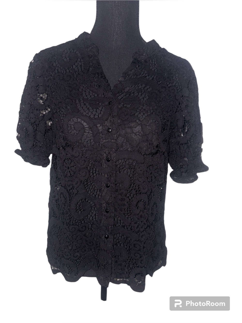 Nanette Lepore Women's Puff Sleeve Lace Top - Short Sleeve  Size MED